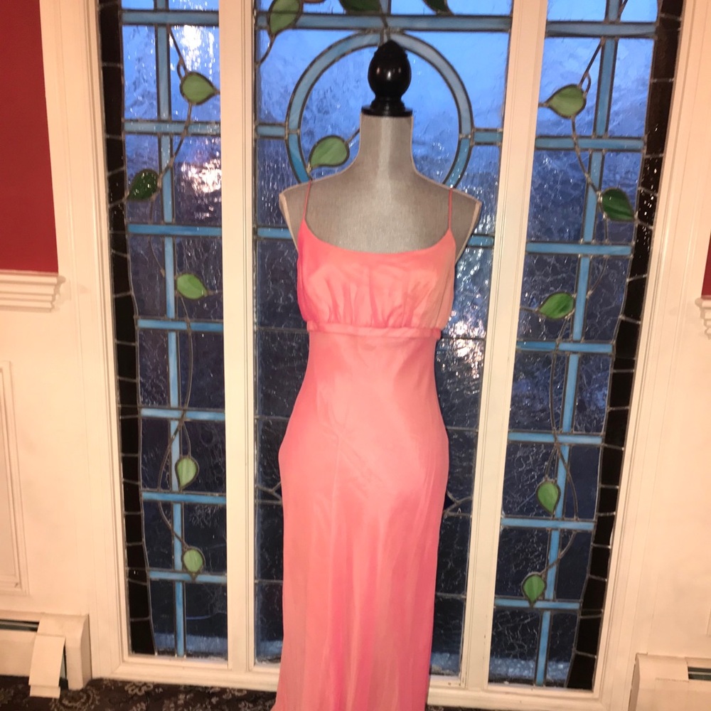 Vintage pink evening dress with rose detailing